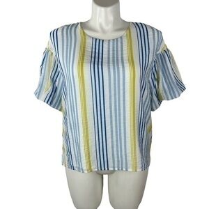 Riley & Rae Blouse - NWT | Women Large | Blue White Stripes